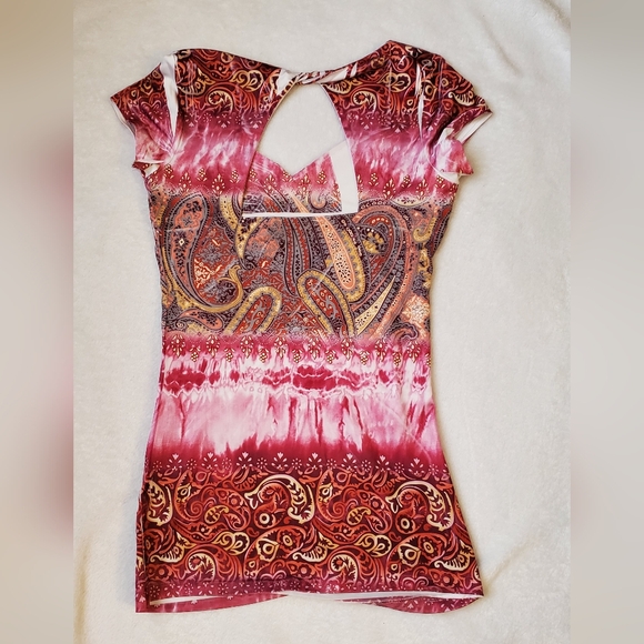 Paisley pink top, Size Sm - Picture 3 of 4